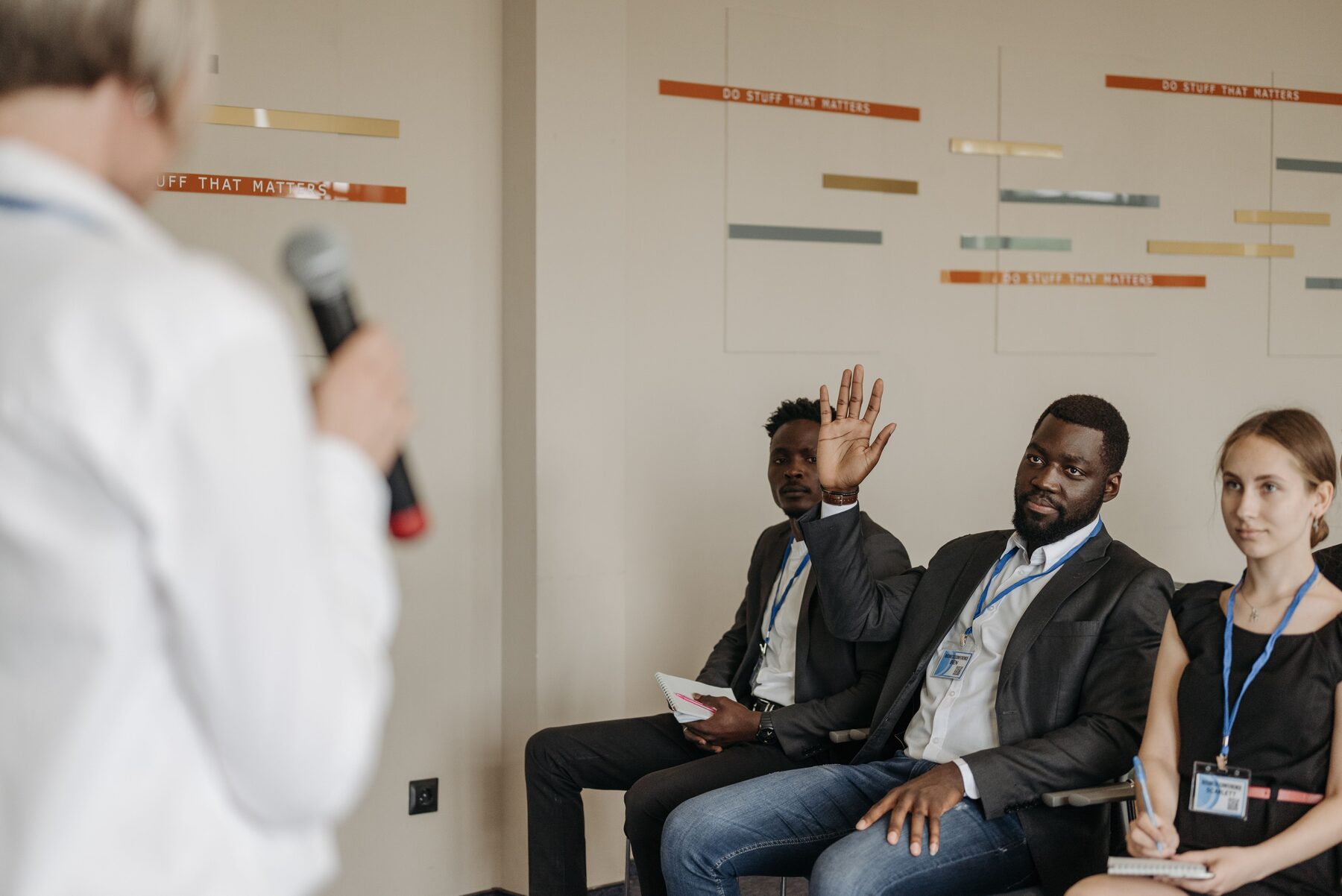 Colleagues participating in an open workplace discussion